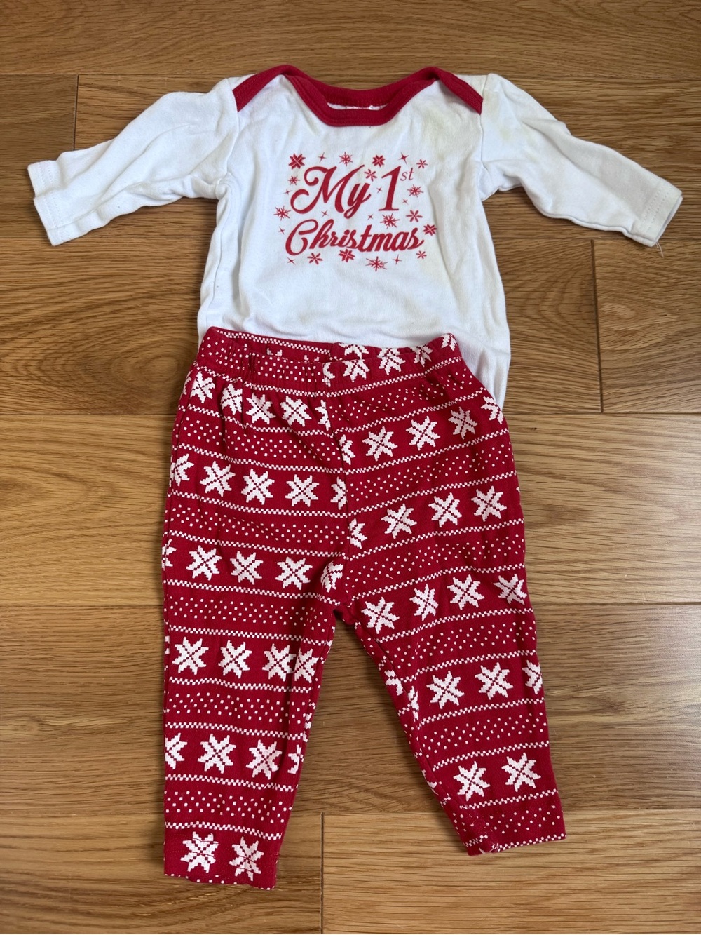 Hudson Baby Red & White 'My 1st Christmas' Pajama Set